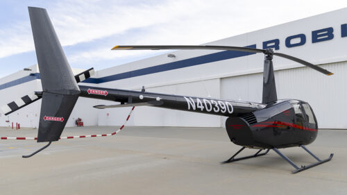 Shows the Robinson R44 with new empennage